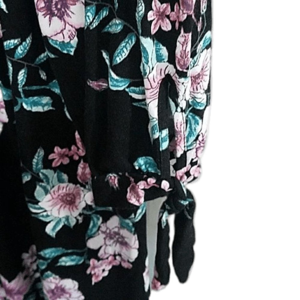 Saved by the Dress Off The Shoulder Mini Dress Black with Floral Pattern Tunic - Picture 4 of 6